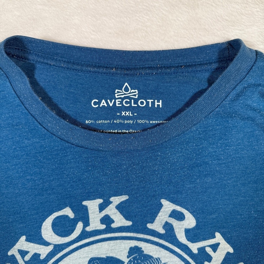 CaveCloth Pack Rat Outdoor Center Fayetteville Arkansas Graphic T Shirt XXL Blue - Picture 3 of 7